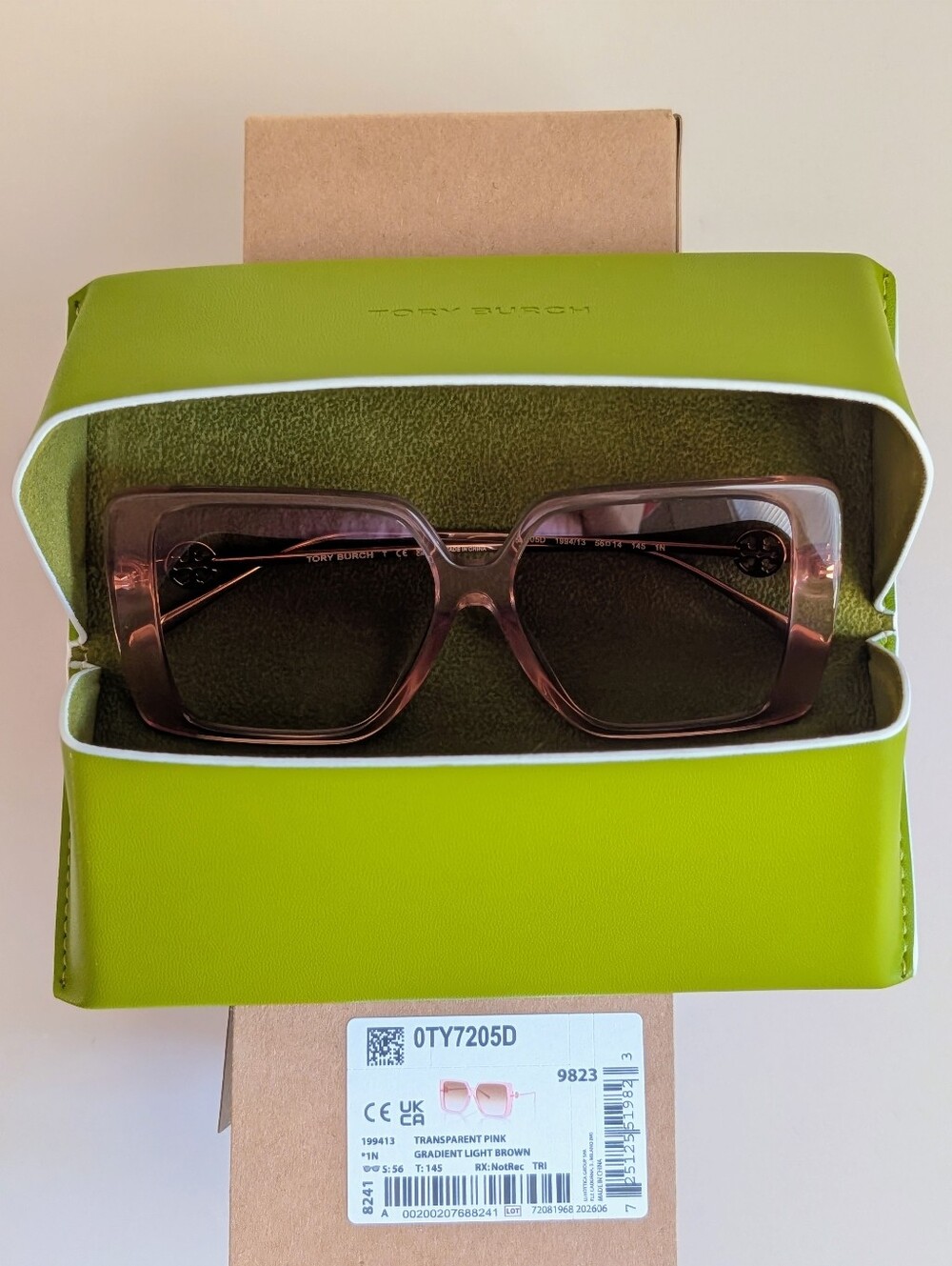 Tory Burch TY7205D Oversized Square Pink Gradient Sunglasses 56mm NIB - Picture 9 of 15